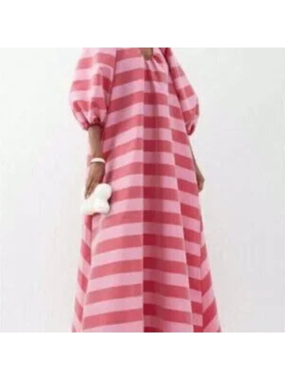 Pink Red Casual Women's V-Neck Striped Maxi Dress